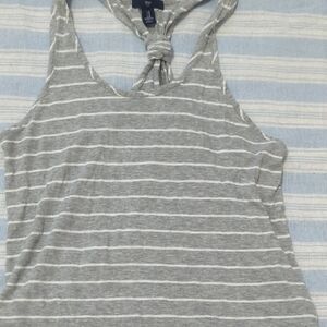 GAP Gray and White Striped Knot Tank Top